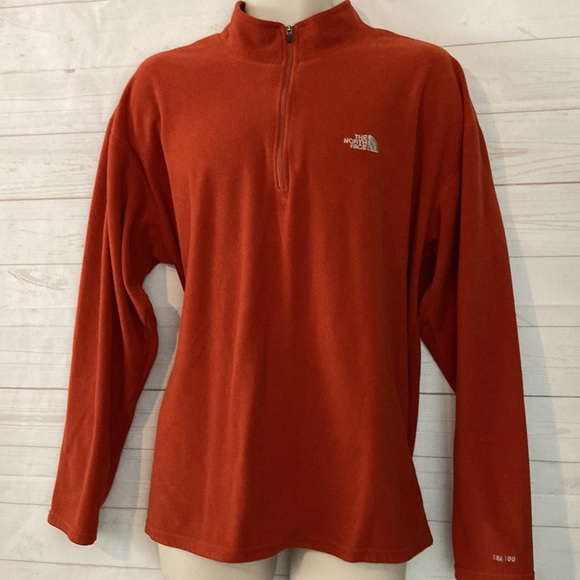 The North Face Mens SZ XL TKA 100 pull over orange 1/4 zip Long Sleeve sweater - Picture 3 of 10